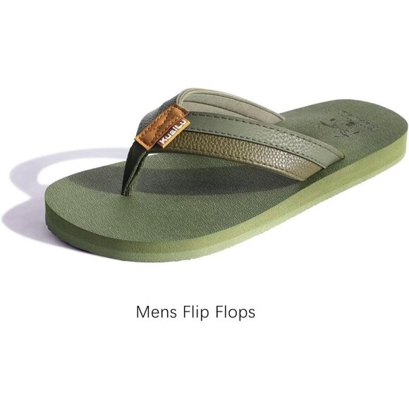 〽️Men\'s Flip Flop Sandal Green Leather Slip On Arch Support Comfort Shoes main image 4